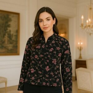 Xscape by Joanna‎ Chen VTG Floral Print Button Down Long Sleeve Top Blouse 3X